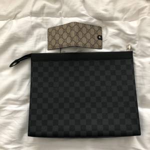 Mens/unisex Louis Vuitton portofolio bag and Gucci wallet. (Raleigh)