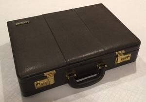 NEW - Samsonite Expandable Leather Attache/ Briefcase Brown (Brighton