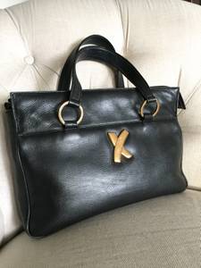 Black Leather Womens Handbag Purse ~Paloma Picasso Italy (Kirkland)