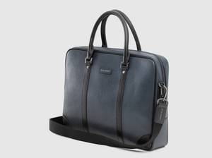 Bolvaint NWT Black + Blue Leather Cabot Briefcase/ Messenger Bag -Men (Mount