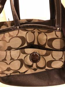 Coach Signature Stripe Multifunction Baby Diaper Travel Laptop Bag