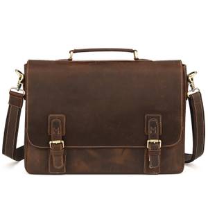 Crazy Horse Leather Mens Briefcase Business Bag 16
