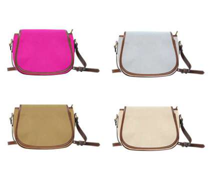 Hot Pink, Gray, Tan or Beige Crossbody Saddle Bag Purse