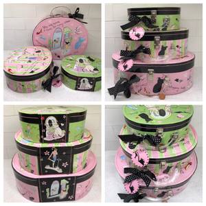 NEW Girls 3-Piece Glamour Girl Luggage Set by Lady Jayne ~ pink green (Country