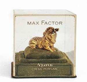 Vintage Max Factor Aquarius Solid Creme Perfume Gold Zebra (Sunland)