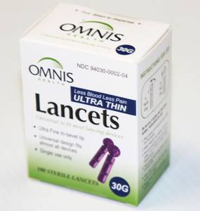 10000x (100 PACK of 100ea Box) Omnis Ultra Thin Universal Fit Lancets (221 S 9th
