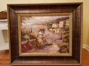 Large painted on canvas European scene