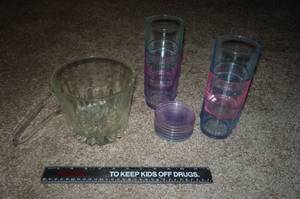 Tupperware Glasses and Coasters and Ice Holder (Sussex)