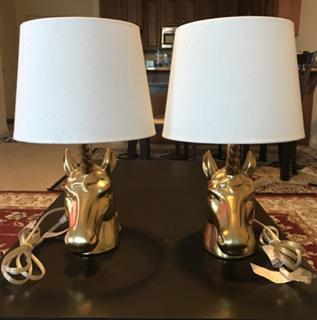 Unicorn Table Lamp Pair (Gold) -