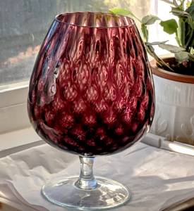 Mid Century Optic Glass Vase/ Brandy Snifter purple (Auburn)