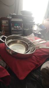 3 wolfpanpuck smaller pans and 5 qt essential pan (Onawa)