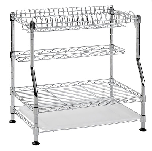 3 Tier Wire Dish Rack Chrome Plated Cutlery Shelf Holder