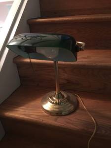 Bankers Lamp green glass and bronze tone (Chevy Chase)
