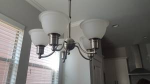 4 Nickel and Etched Glass Lights - 5-light Chandelier - Pendant - Ceil
