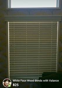 White Faux Wood Blinds with Valence (Calabasas)