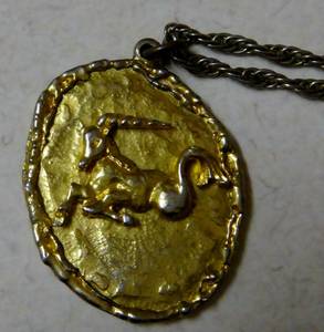 Hippocampus, Sea unicorn Pendant. Gold Colored (Warm Springs & Paradise)