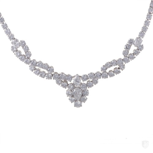 Dior Dior Womens 18K White Gold Diamond Pave Bib Necklace