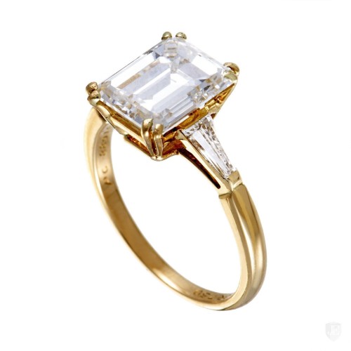 Boucheron Boucheron 18K Yellow Gold Tapered Baguette and Emerald Cut Diamond