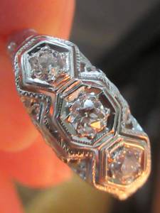 14K white gold diamond art deco ring (St. Matthews)