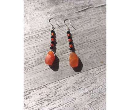 Carnelian and Black Onyx Sterling Silver Earrings