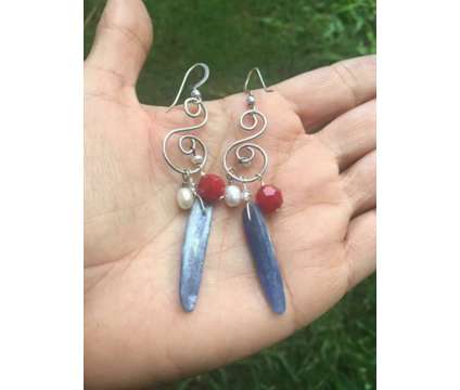 Kyanite, Swarovski and Pear Sterling Silver Earrings