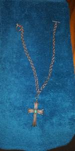 Mans Silver and Turquoise necklace with Cross (Memphis)