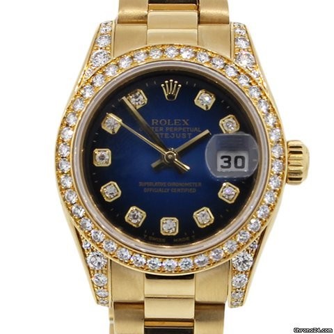 Rolex Datejust 179158 Gold Diamond Dial Ladies Presidential Watch