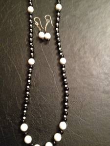 Beaded Black & White Necklace and Earrings (Summerlin, Las Vegas)