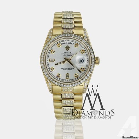 Rolex Men's Rolex President 18k Gold Day-date 18038 Diamond Bracelet,dial,bezel