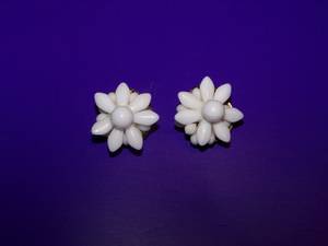 Vintage Milk-White Glass Clip-On Earrings Made In Western Germany OBO (South