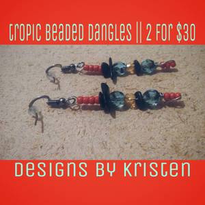 Handmade Earrings - Tropic Beaded Dangles - Designs by Kristen (Raleigh)