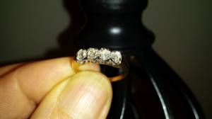 14k genuine diamond designer ring, 4 stone approx 1 c tw. Reduced!