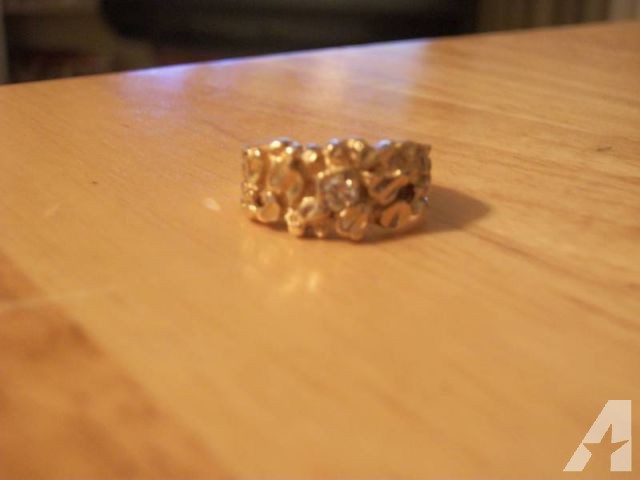 14K Gold Nugget Ring w/Diamond -LOWER PRICE!
