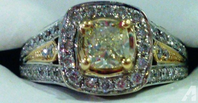 New 14K White Gold & 18K Yellow Gold Womans Princess Diamond Ring