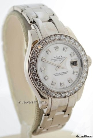 Rolex Ladies Pearlmaster Watch 18K Gold and Diamonds Box/Papers 80299