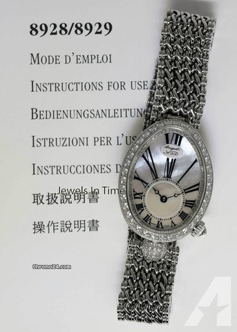 Breguet Reine De Naples 18k White Gold & Diamond Watch Box/Papers 8928