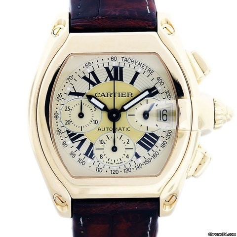 Cartier Roadster Gold Chronograph W62021Y3 Mens Watch