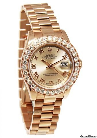 Rolex Ladies Datejust 18k Pink Rose Gold Diamond Automatic Watch 179175 +Box