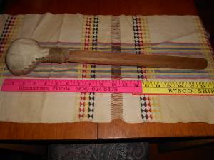 NW Coast Style Native Artisan Shaman Rattle , 18 inches in length. (bremerton)