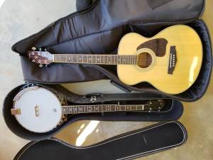 Ibanez guitar and Oscar Schmidt banjo (Landrum)