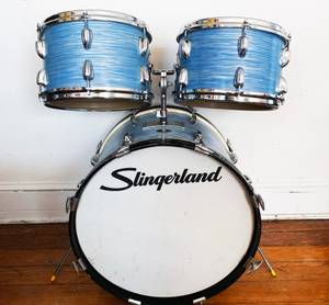 Vintage Beautiful 1960's Slingerland Drum Set Rare Blue Ripple Pearl (Annapolis)