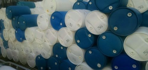 50 White & Blue 55 Gallon Plastic Drums Barrel Drum Barrels