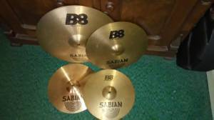 Sabian cymbal B8 set- 4 cymbals - 20in/16in and pair of 14 hi hats (East Lyme