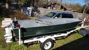 Jon Boat Fishing Boat Bass Boat Aluminum Boat w 2 Working Outboards (Middleburg)