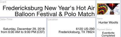Fredericksburg Hot Airballoon Festival