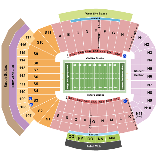 2019 Mississippi Rebels Football Season Tickets (Includes Tickets To All Regular