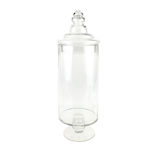 Clear Glass Pedestal Apothecary Candy Jar, 19-Inch