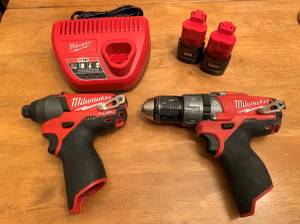 Milwaukee Fuel M12 Hammer Drill and Impact driver 2 Batteries
