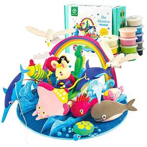 Sea Advanture Clay Modeling Dough with Tool Sets,3D Wooden Colorful Cl