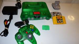 Jungle Green N64 console system with one controller transfer pak+games (GARLAND